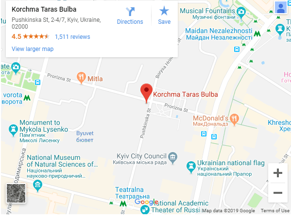 نقشه رستوران تاراس بولبا